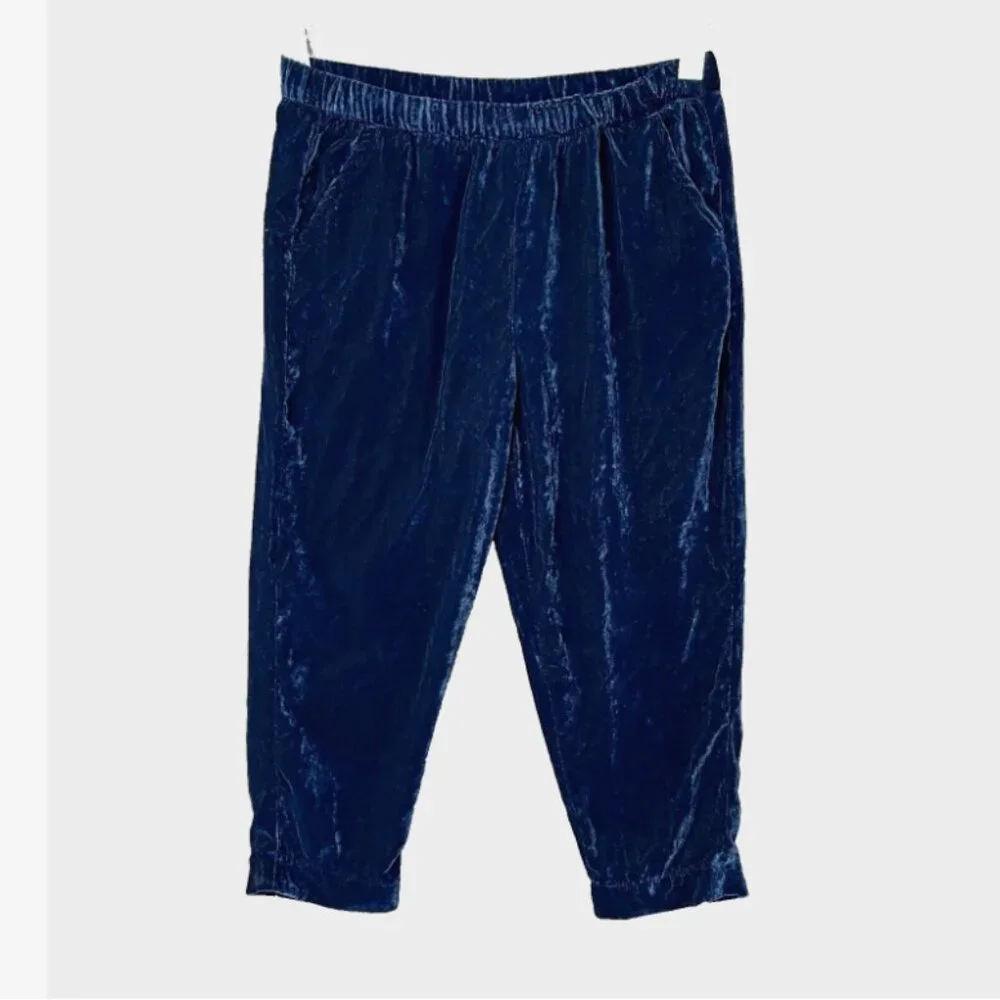 Gymboree Pants Girls XS 4 Navy Crushed Velvet Velour Jogger Winter Glam Nwt
